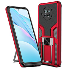 Coque Contour Silicone et Plastique Housse Etui Mat avec Magnetique Support Bague Anneau ZL1 pour Xiaomi Mi 10i 5G Rouge
