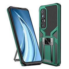 Coque Contour Silicone et Plastique Housse Etui Mat avec Magnetique Support Bague Anneau ZL1 pour Xiaomi Mi 10S 5G Vert