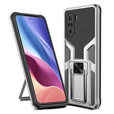 Coque Contour Silicone et Plastique Housse Etui Mat avec Magnetique Support Bague Anneau ZL1 pour Xiaomi Mi 11i 5G Argent