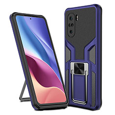 Coque Contour Silicone et Plastique Housse Etui Mat avec Magnetique Support Bague Anneau ZL1 pour Xiaomi Mi 11i 5G Bleu