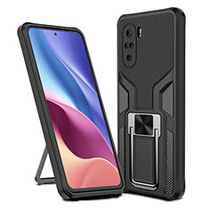 Coque Contour Silicone et Plastique Housse Etui Mat avec Magnetique Support Bague Anneau ZL1 pour Xiaomi Mi 11i 5G Noir