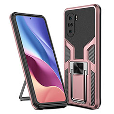 Coque Contour Silicone et Plastique Housse Etui Mat avec Magnetique Support Bague Anneau ZL1 pour Xiaomi Mi 11i 5G Or Rose