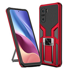 Coque Contour Silicone et Plastique Housse Etui Mat avec Magnetique Support Bague Anneau ZL1 pour Xiaomi Mi 11i 5G Rouge