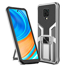 Coque Contour Silicone et Plastique Housse Etui Mat avec Magnetique Support Bague Anneau ZL1 pour Xiaomi Poco M2 Pro Argent