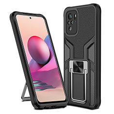 Coque Contour Silicone et Plastique Housse Etui Mat avec Magnetique Support Bague Anneau ZL1 pour Xiaomi Poco M5S Noir