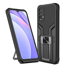 Coque Contour Silicone et Plastique Housse Etui Mat avec Magnetique Support Bague Anneau ZL1 pour Xiaomi Redmi 9 Power Noir