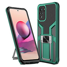 Coque Contour Silicone et Plastique Housse Etui Mat avec Magnetique Support Bague Anneau ZL1 pour Xiaomi Redmi Note 10 4G Vert