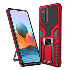 Coque Contour Silicone et Plastique Housse Etui Mat avec Magnetique Support Bague Anneau ZL1 pour Xiaomi Redmi Note 10 Pro 4G Rouge