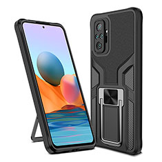 Coque Contour Silicone et Plastique Housse Etui Mat avec Magnetique Support Bague Anneau ZL1 pour Xiaomi Redmi Note 10 Pro Max Noir