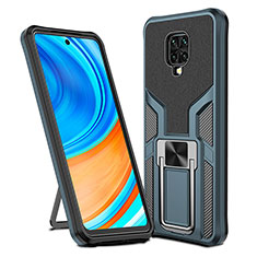 Coque Contour Silicone et Plastique Housse Etui Mat avec Magnetique Support Bague Anneau ZL1 pour Xiaomi Redmi Note 9 Pro Max Cyan