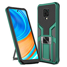 Coque Contour Silicone et Plastique Housse Etui Mat avec Magnetique Support Bague Anneau ZL1 pour Xiaomi Redmi Note 9 Pro Max Vert