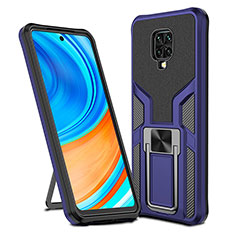 Coque Contour Silicone et Plastique Housse Etui Mat avec Magnetique Support Bague Anneau ZL1 pour Xiaomi Redmi Note 9S Bleu