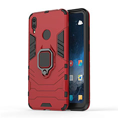 Coque Contour Silicone et Plastique Housse Etui Mat avec Magnetique Support pour Huawei Enjoy 9 Rouge