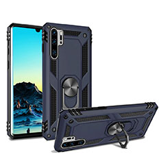 Coque Contour Silicone et Plastique Housse Etui Mat avec Magnetique Support pour Huawei P30 Pro Bleu