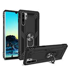 Coque Contour Silicone et Plastique Housse Etui Mat avec Magnetique Support pour Huawei P30 Pro New Edition Noir