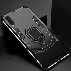 Coque Contour Silicone et Plastique Housse Etui Mat avec Magnetique Support pour Samsung Galaxy A70 Noir