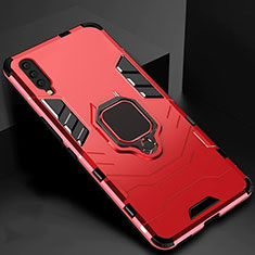 Coque Contour Silicone et Plastique Housse Etui Mat avec Magnetique Support pour Samsung Galaxy A90 5G Rouge