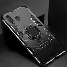 Coque Contour Silicone et Plastique Housse Etui Mat avec Magnetique Support pour Samsung Galaxy M40 Noir