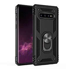 Coque Contour Silicone et Plastique Housse Etui Mat avec Magnetique Support pour Samsung Galaxy S10 5G Noir