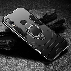 Coque Contour Silicone et Plastique Housse Etui Mat avec Magnetique Support pour Xiaomi Redmi Note 7 Noir