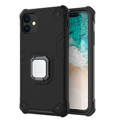 Coque Contour Silicone et Plastique Housse Etui Mat avec Magnetique Support Z01 pour Apple iPhone 11 Noir