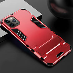 Coque Contour Silicone et Plastique Housse Etui Mat avec Support A01 pour Apple iPhone 13 Pro Rouge