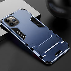 Coque Contour Silicone et Plastique Housse Etui Mat avec Support A01 pour Apple iPhone 14 Pro Max Bleu