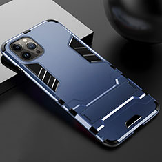 Coque Contour Silicone et Plastique Housse Etui Mat avec Support A01 pour Apple iPhone 15 Pro Max Bleu