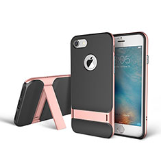 Coque Contour Silicone et Plastique Housse Etui Mat avec Support A01 pour Apple iPhone 7 Plus Or Rose