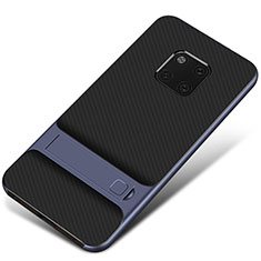 Coque Contour Silicone et Plastique Housse Etui Mat avec Support A01 pour Huawei Mate 20 Pro Bleu