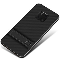 Coque Contour Silicone et Plastique Housse Etui Mat avec Support A01 pour Huawei Mate 20 Pro Noir