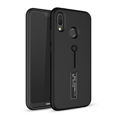 Coque Contour Silicone et Plastique Housse Etui Mat avec Support A01 pour Huawei Nova 3e Noir