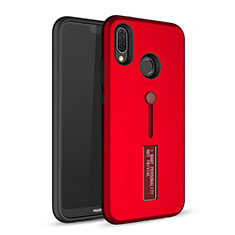 Coque Contour Silicone et Plastique Housse Etui Mat avec Support A01 pour Huawei Nova 3e Rouge