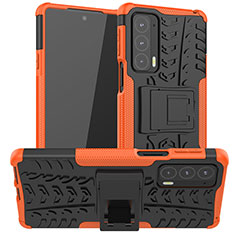 Coque Contour Silicone et Plastique Housse Etui Mat avec Support A01 pour Motorola Moto Edge 20 5G Orange