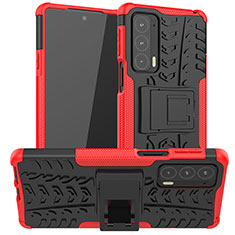 Coque Contour Silicone et Plastique Housse Etui Mat avec Support A01 pour Motorola Moto Edge 20 5G Rouge