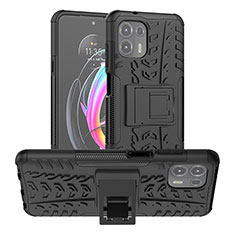 Coque Contour Silicone et Plastique Housse Etui Mat avec Support A01 pour Motorola Moto Edge 20 Lite 5G Noir