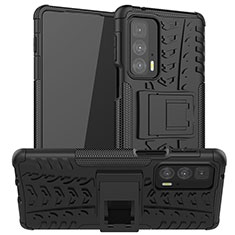 Coque Contour Silicone et Plastique Housse Etui Mat avec Support A01 pour Motorola Moto Edge 20 Pro 5G Noir