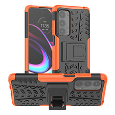 Coque Contour Silicone et Plastique Housse Etui Mat avec Support A01 pour Motorola Moto Edge (2021) 5G Orange