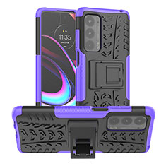 Coque Contour Silicone et Plastique Housse Etui Mat avec Support A01 pour Motorola Moto Edge (2021) 5G Violet