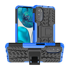 Coque Contour Silicone et Plastique Housse Etui Mat avec Support A01 pour Motorola Moto Edge (2022) 5G Bleu