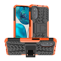 Coque Contour Silicone et Plastique Housse Etui Mat avec Support A01 pour Motorola Moto Edge (2022) 5G Orange