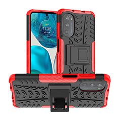 Coque Contour Silicone et Plastique Housse Etui Mat avec Support A01 pour Motorola Moto Edge (2022) 5G Rouge