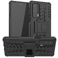 Coque Contour Silicone et Plastique Housse Etui Mat avec Support A01 pour Motorola Moto Edge Lite 5G Noir