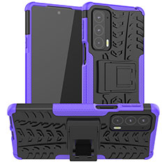 Coque Contour Silicone et Plastique Housse Etui Mat avec Support A01 pour Motorola Moto Edge Lite 5G Violet