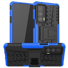 Coque Contour Silicone et Plastique Housse Etui Mat avec Support A01 pour Motorola Moto Edge S Pro 5G Bleu