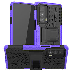 Coque Contour Silicone et Plastique Housse Etui Mat avec Support A01 pour Motorola Moto Edge S Pro 5G Violet