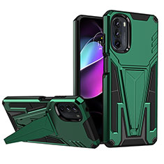 Coque Contour Silicone et Plastique Housse Etui Mat avec Support A01 pour Motorola Moto G 5G (2022) Vert