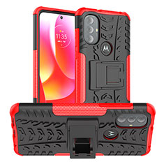 Coque Contour Silicone et Plastique Housse Etui Mat avec Support A01 pour Motorola Moto G Play (2023) Rouge