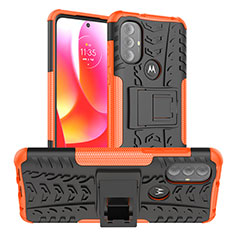 Coque Contour Silicone et Plastique Housse Etui Mat avec Support A01 pour Motorola Moto G Power (2022) Orange