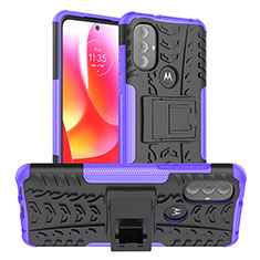 Coque Contour Silicone et Plastique Housse Etui Mat avec Support A01 pour Motorola Moto G Power (2022) Violet
